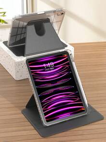 Anti-Scratch IPad Case Compatible With Built-In Pencil Holder, 360 Degree Rotating Folio Stand Cover, Premium Shockproof Auto Wake/Sleep And Flexible Viewing Angles-Black