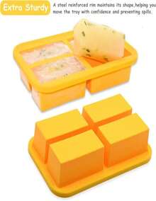 Bangp 1-Cup Silicone Freezer Trays With Lid,2 Pack,Easy-Release Silicone Freezing Tray For Soup Ice Cubes,Soup Freezer Molds,Freeze &Amp; Store Broth,Sauce,Leftovers - Makes 8 Perfect 1 Cup Portions - 1 - 查看 3