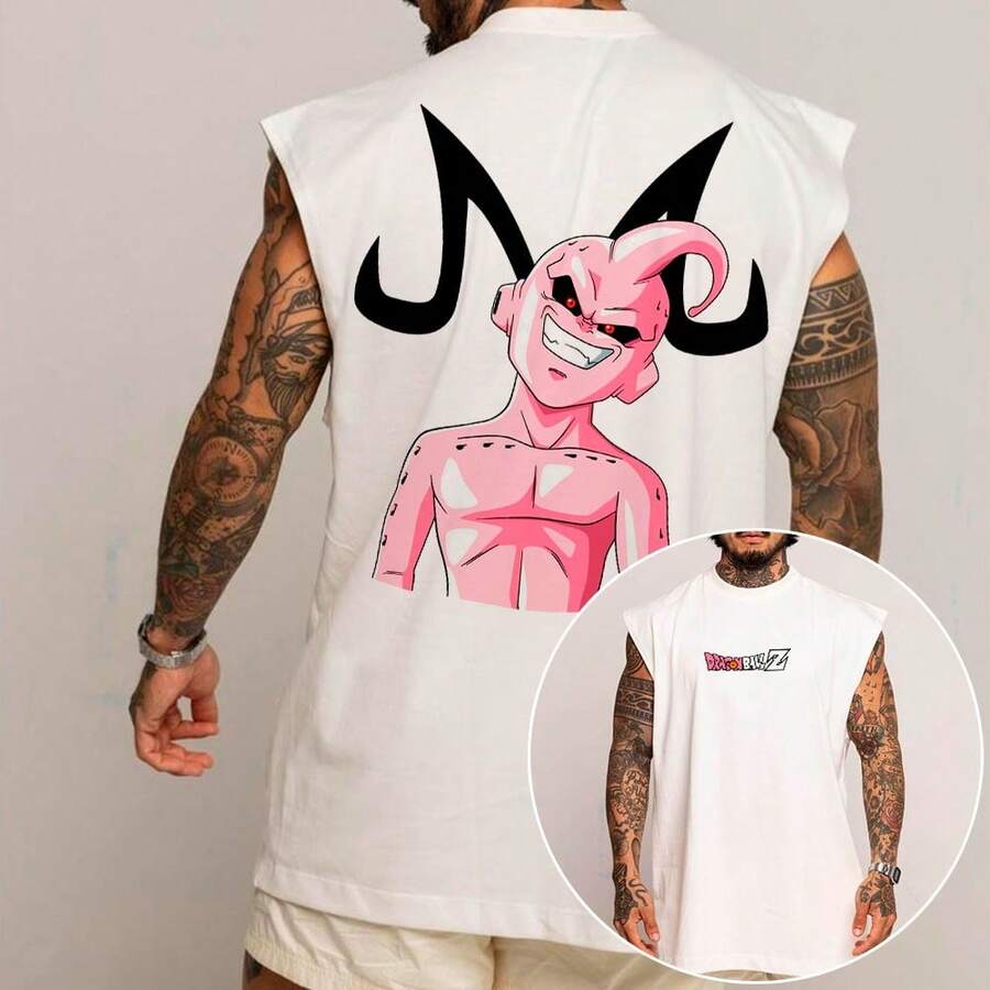 Camiseta Regata Gym Oversized BODYBUILDER  Fitness Majin Boo Bt572 - Branco - Visão 1