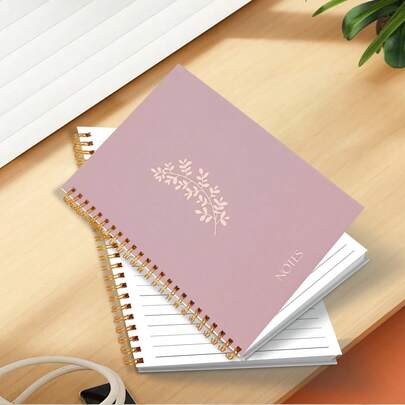1pc A5 Floral Cover Spiral Notebook, Hardcover Floral Notebook, Study Supplies, Diary Journal Notebook, 80 Pages Hardcover Notebook