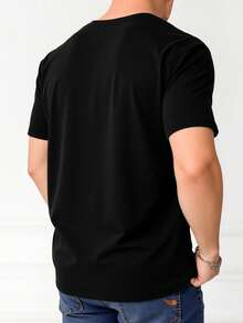 Shendy Vendy Playera cuello redondo manga corta para caballero 100% algodón con diseño de frase WORLD WIDE - Negro - Ver 2