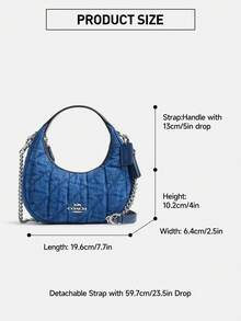 Coach Bolso de mano acolchado de lona para mujer, bolso de embrague con asa superior, bolso bandolera pequeño para mujer, bolso de satchel elegante para la noche con correa de cadena desmontable