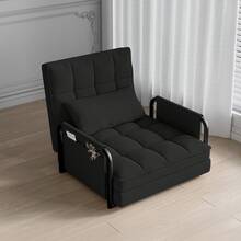 Rosahqnda Sofá de suelo plegable, sofá cama 2 en 1 con función de dormir y respaldo ajustable en 5 niveles, sofá de invitados, sofá de salón, sofá cama tapizado para sala de estar, dormitorio, salón, balcón - Negro - Ver 3