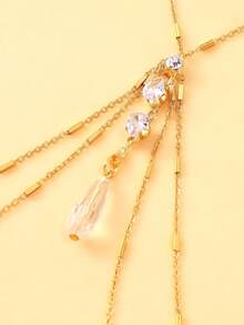 1 件性感时尚水晶吊坠项链，女士珠宝腰链，性感沙滩配饰，礼服配饰 - 金色 - 查看 4