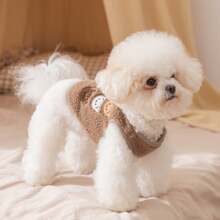 1件/2件装新款毛绒宠物背心，小型犬猫秋冬服装，双腿宠物外套，卡通图案宠物背心，宠物背心+宠物垫套装，适合小型猫狗 - 彩色 - 查看 5