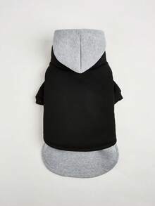 新款秋冬宠物狗连帽卫衣，保暖两件套设计，时尚简约 - 黑色 - 查看 6