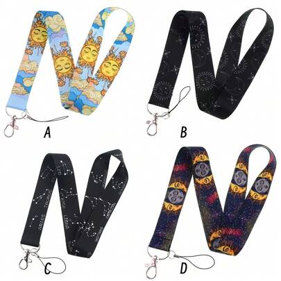 Sun Starry Sky Mobile Phone Hanging Rope Multi Color ID Card Insert Buckle Hanging Rope Mobile Phone Hanging Tag Neck Keychain Hanging Rope, Niche Fashion Can Be Given To Students Who Are About To Start School Or Elites In The Workplace