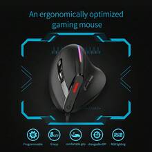 MKESPN Ergonomic Wired Vertical Optical Mouse With RGB Color Backlit,12800DPI Adjustable Wired Gaming Mouse,9 Buttons Programmable Wired Computer Mouse For PC/Laptop/Destop-Black