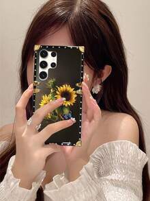 Flower 1pc Sunflower Pattern Rectangle Phone Case Compatible With Samsung Galaxy S25Ultra/S25Edge/S24+/S24 Ultra 5G/S24FE/A55 5G/A56 5G/Note20 Ultra/Note10+