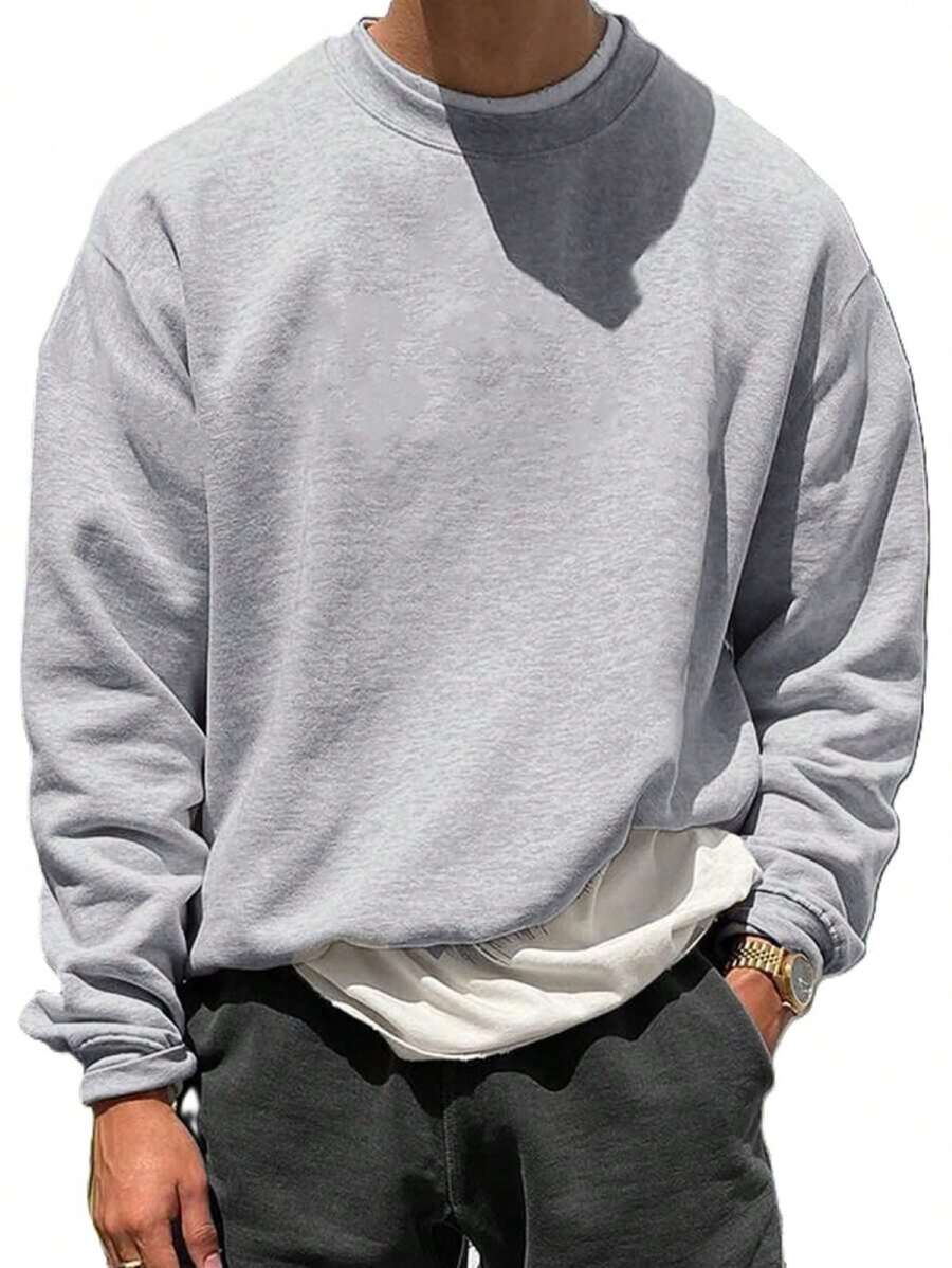 Unisex Streetwear Style Sweatshirt, Flannel Sweater - Grey - View 1