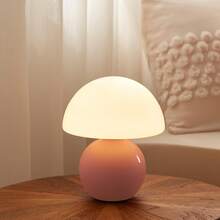 Small Mushroom Lamp,USB-Plug In Bedside Table Lamps With 3-Temperature LED Bulb Dimmable,Unique Cute Aesthetic Home Decor For Living Room,Bedroom, Modern Ceramic Base Glass Lamp - 菇 - 查看 12