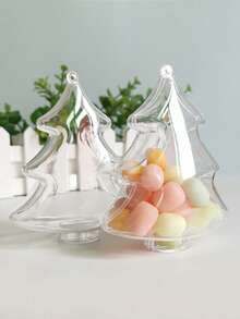 1/3/5/10 piezas Caja de regalo con forma de árbol de Navidad con diseño de apertura y cierre, caja de almacenamiento de plástico transparente para decoración navideña, adecuada para decoraciones navideñas, regalos de fiesta, dulces, regalos, cajas de Navidad, embalaje con tema navideño, cajas de regalo navideñas ligeras