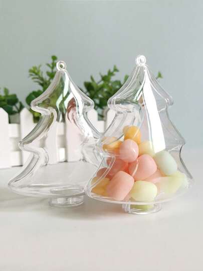 1/3/5/10pcs Christmas Tree Shape Gift Box With Open And Close Design, Transparent Plastic Holiday Decoration Storage Box, Suitable For Christmas Decorations, Party Gifts, Candy, Gifts, Christmas Boxes, Holiday Theme Packaging, Lightweight Holiday Gift Boxes