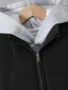 3 件套青少年男孩休闲时尚无袖背心、长袖连帽运动衫和直筒修身裤，秋冬 - 灰色 - 查看 4