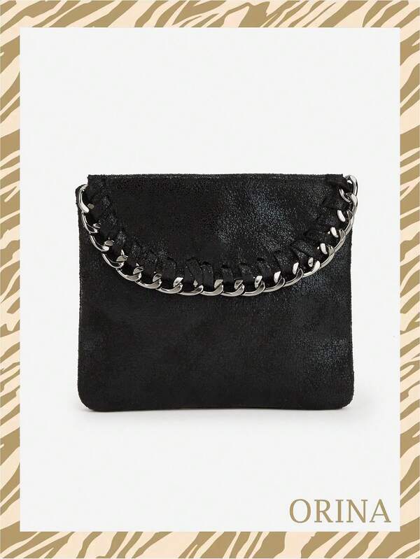 محفظة صغيرة عصرية مخصصة بسلسلة، حامل بطاقات وحافظة عملات معدنية بطراز بانك روك، حقيبة تخزين مجوهرات للنساء، محفظة صغيرة