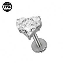 1PC Titanium Moon Zirconia Lip Piercing Internal Thread Cz Flower/Carrot Labret Tragus Ear Cartilage Flat Piercing Nose Piercing Jewelry - Titanium Original Color - View 19