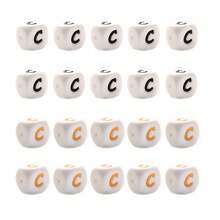 10pcs 12mm Simple Style White Base Black Letter + White Base Gold Letter Silicone Beads, DIY Jewelry Making Initial Letter Festival Gift Decorative Beads