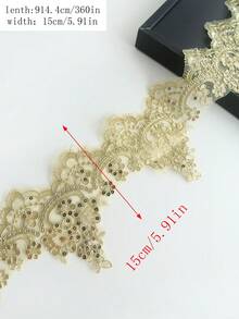 New Multicolor Selectable Car Bone Embroidered Crystal Piece Lace Edging Fabric, Glass Yarn Material, DIY Clothing, Textile Home Decor Supplies - Length:91.44cm/Width:14cm - Multicolor - View 4