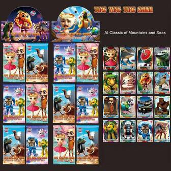 1 Paquete de Juego de Cartas AI Shanhaijing, Cartas Coleccionables de Lámina Láser Compuesta, Cartas Coleccionables de Figuras de Madera AI Shanhaijing, Cartas de Juego de Mesa (Diseños Surtidos Enviados al Azar)