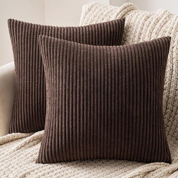1/2pcs Halloween Brown Corduroy Striped Pattern Decorative Throw Pillow Cover, Sofa Cushion Cover, Office, Living Room