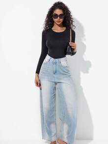 Camisas de mujer de manga larga, blusas cortas básicas de ajuste ceñido, ropa de estilo Y2K linda para adolescentes en otoño e invierno