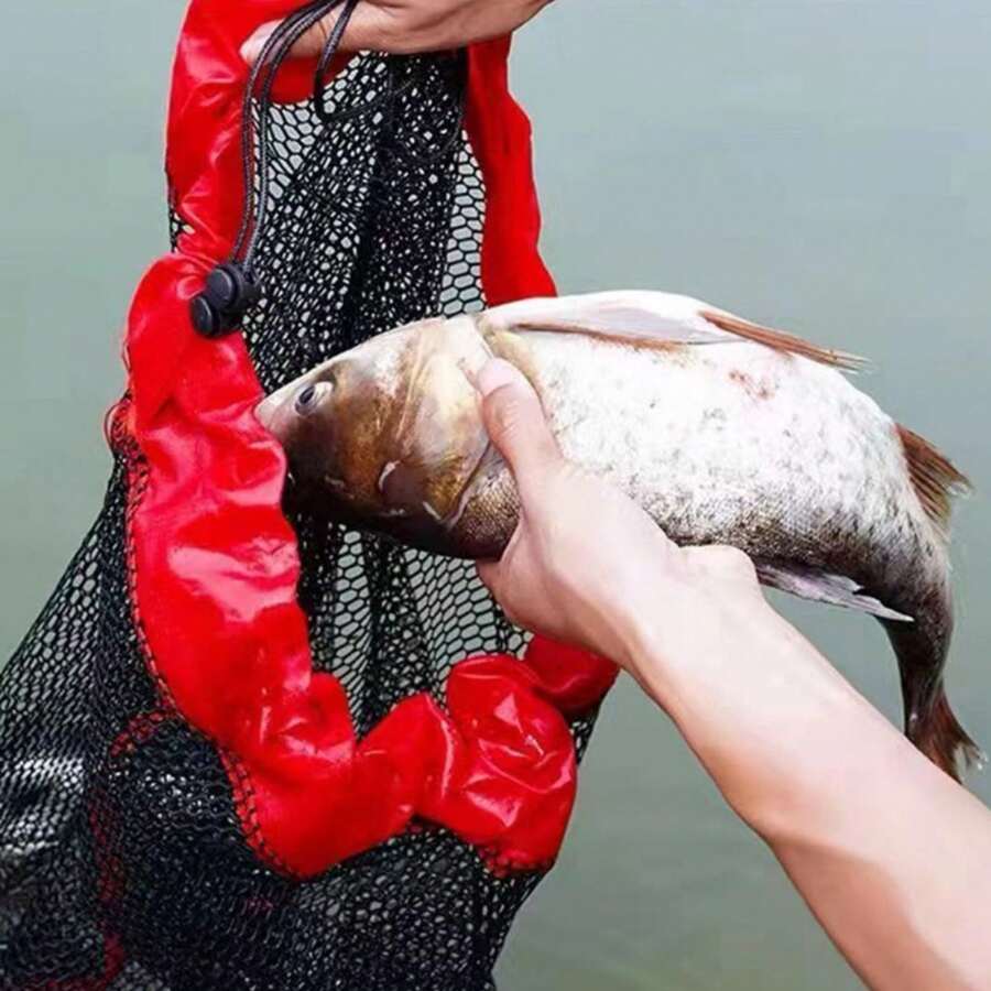 1个便携式渔网袋，加厚尼龙网，高密度网眼，牛津布包边，迷你鱼类保护网 - 彩色 - 查看 1