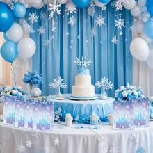 10/20/50Pcs Winter Snowflake Party Favor Bags Blue And Purple Snowflake Goodie Bags Bulk With Handles Frozen Party Gift Bags For Frozen Birthday Winter Wonderland Party Supplies Christmas Decorations - Blue - View 4