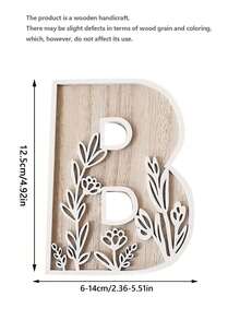 1 Pc Floral Wooden Letters Decor , Wood Alphabet With White Flower Patterns, 26 Letter Custom Name Decoration, Home Decor For Living Room, Bedroom, Entryway, Nursery, Wedding, Party Decoration