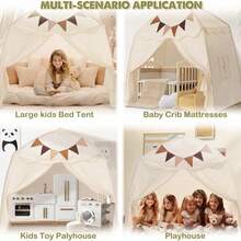 59 英寸 X 39 英寸 X 59 英寸超大儿童游戏帐篷，适合男孩女孩，公主城堡游戏屋，室内外儿童玩具屋，适合幼儿，便携式可折叠圆顶帐篷，不含玩具 - 彩色 - 查看 10
