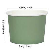 10 pièces/20 pièces/50 pièces Coupes à glace en papier vert sauge, bols à dessert vert foncé pour aliments chauds ou froids, tasses à gâteaux pour fête, contenants à yaourt pour anniversaire, baby shower, mariage, Pâques et autres fêtes