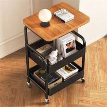 Techigher Rolling Cart With Table Top,3 Tier Metal Utility Cart,Rolling Storage Cart With Lockable Wheels For Kitchen Bedroom Office Living Room - Black - View 4