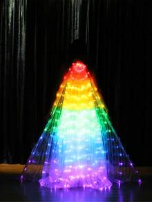 1pc Solid Color Shiny Polyester Belly Dance Wings Prop, Suitable For Easter, Christmas, Halloween, Wings, Butterfly Fairy Wings, Luminous Wings, Colorful Wings, Belly Dance Costume Performance Wings, Party Dance Wings, LED Light Wings - Multicolor - View 16