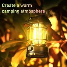 Multifunctional Outdoor Solar Powered COB Camping Light, Type-C Charging, Stepless Dimming, Soft & Warm Lighting, Atmosphere Garden Lamp