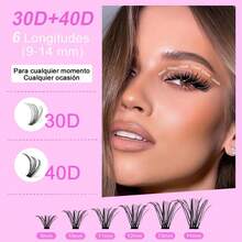 Kit de extensión de pestañas, conjunto de grupos DIY, pestañas postizas de aspecto natural, mezcladas 30D 40D con adhesivo y sellador, pestañas mixtas de 9-14mm, 240 pestañas individuales con fuerte fijación y pinzas - 1 - Ver 2