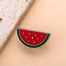 1 件夏季可爱西瓜珐琅胸针水果形别针包包装饰徽章女士翻领别针珠宝礼物 - 彩色 - 查看 2