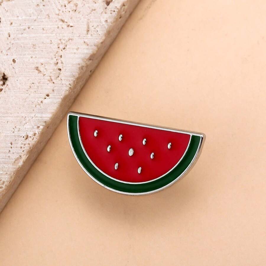 1 件夏季可爱西瓜珐琅胸针水果形别针包包装饰徽章女士翻领别针珠宝礼物
