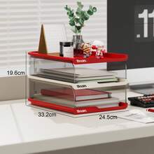 File Storage Boxes - 빨간색과 흰색-3겹 - 보기 13