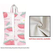 1 pieza/2 piezas/4 piezas Soporte para toallas de papel con estampado de frutas lindas - Caja de pañuelos de tela de poliéster rectangular con cuerda colgante, adecuada para sala de estar, dormitorio, baño y coche, accesorio de decoración del hogar de moda, patrón elegante, estructura duradera, almacenamiento funcional