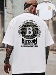 Bitcoin Crypto TShirt Digital Currency , Men's Double-Sided Printed Fashionable Casual Crew Neck 220gsm Pure Cotton T-Shirt(1 PC)