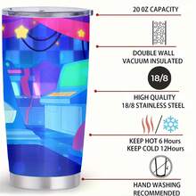 1pc 20 Oz Stainless Cup, Coffee Cups With Lids, Built To Last, Guaranteed, Water Bottle Insulated, Home Office Essential, Cosmic Cascade Chronicles