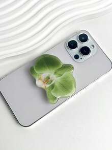 1pc INS Pink Flower Orchid Lily Acrylic Resin Phone Holder, Foldable Portable Air Cushion Phone Stand Compatible With IPhone, Android Phone, Gift For Birthday, Family, Friends Push-Pull Phone Grip Phone Accessories - Multicolor - View 10