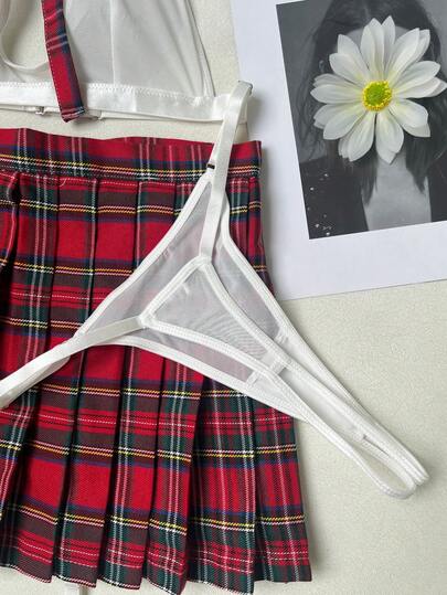 Teacher Cosplay Naughty Outfit See Through Skirt Mesh Underwear Jk Uni Playful Verleidelijke BH view 9