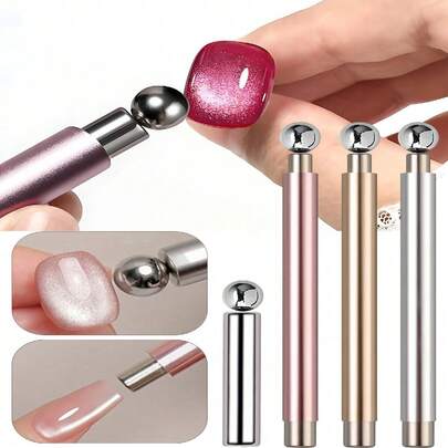 2个双头猫眼磁性美甲工具，表面光滑闪亮，适用于各种颜色的凝胶指甲油等美甲产品。美甲磁铁、美甲工具、美甲磁性工具、美甲配件、专业美甲配件、时尚工具、设计精准、结构坚固、美甲配件、美甲师、美甲技师、女性美甲、圣诞礼物、朋友礼物、女性礼物。