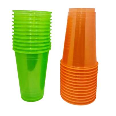 100 Copos Descartáveis Neon 300ml Premium para Festas