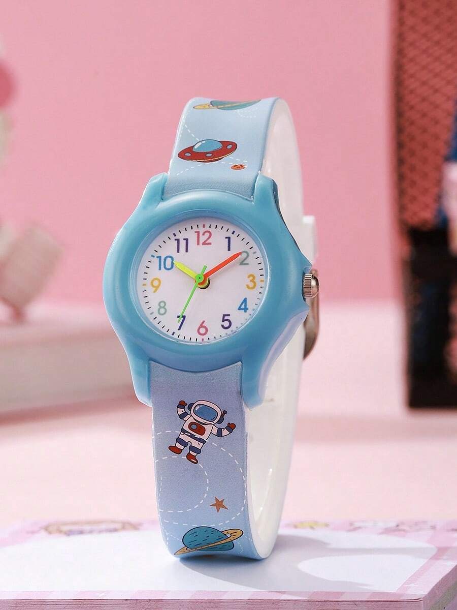 1 pieza Reloj de cuarzo compacto, minimalista y lindo con diseño de astronauta de moda, adecuado para adolescentes y estudiantes, regalo de Halloween, regalo de cumpleaños