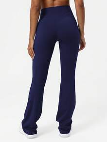 Sodalemon Women Training Fitness 3Pcs Yoga Gym Pants Set Solid Color Butt Liftting Running Casual Sport Flare Pants Tights - Nhiều màu - Xem 7