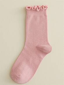 6 Pares/set Calcetines De Niña Con Boca De Burbuja Y Pila, Calcetines Hasta La Mitad De La Pantorrilla Transpirables Y Cómodos - Blanco - Ver 16