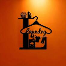 1pc Elegant Metal Wall Art Sign - Abstract Design, Suitable For Laundry Room, Perfect Home & Office Decor For Living Room, Bedroom, Patio, Kitchen - Versatile Hanging Decoration For Cafe, Bar And Farmhouse Style