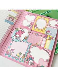 Libreta de notas Kawaii y linda de Sanrio con diseños de My Melody, Kuromi y , libreta de pegatinas para estudiantes, regalo de cumpleaños