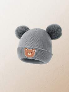 新生儿小熊针织帽，儿童针织帽，男女宝宝通用配饰，童帽，弹性幼儿男女童帽，秋冬季 - 彩色 - 查看 6